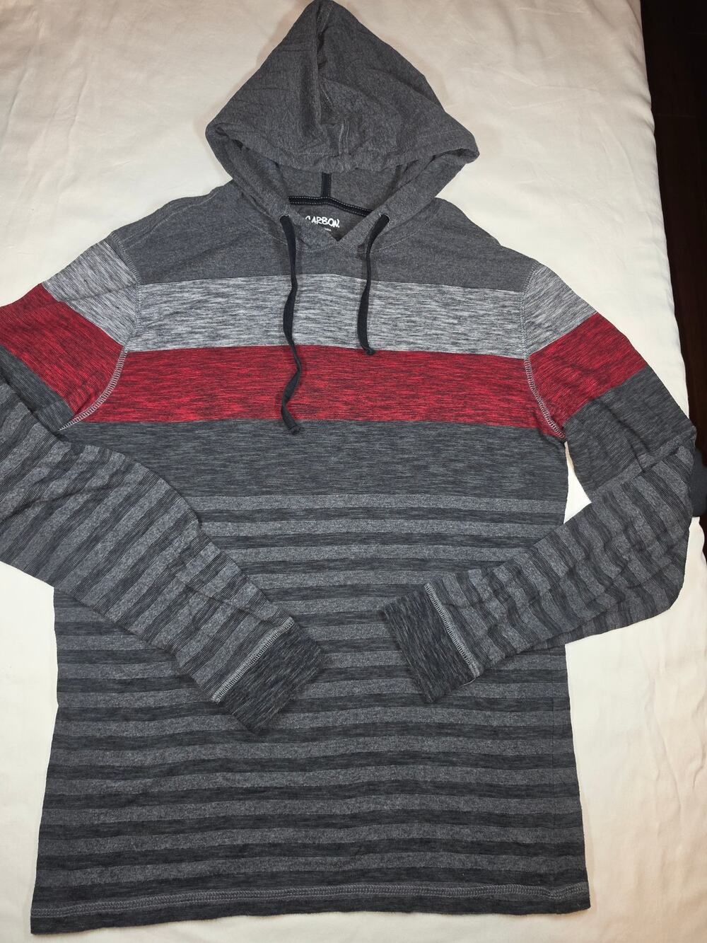 Carbon Red and Gray Stripped Hoodie